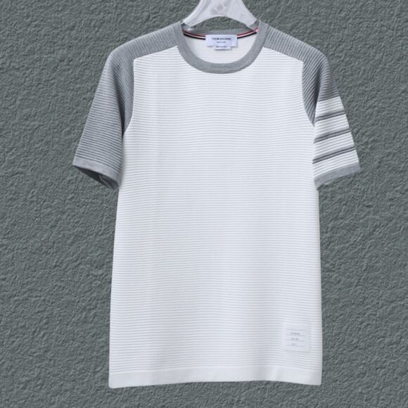 Men's White Grey Short Sleeve Thom Browne - Picture 1 of 5